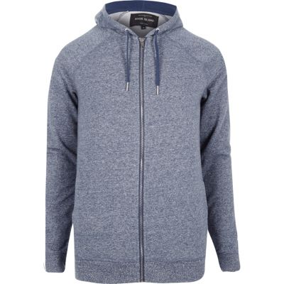 Blue marl zip through hoodie